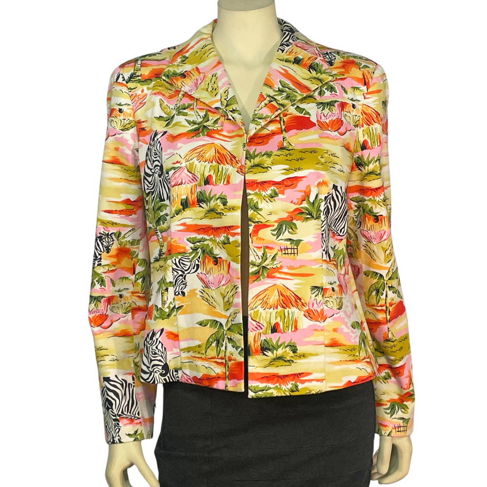 3-FOR-$30 Harve Benard Petite Sz 14P Blazer Suit Jacket Colorful Tropical Zebra